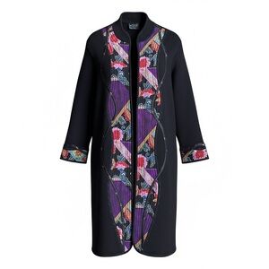 KOOS of Course Vintage 90’s Women’s Black Abstract Long Cardigan Sweater Large